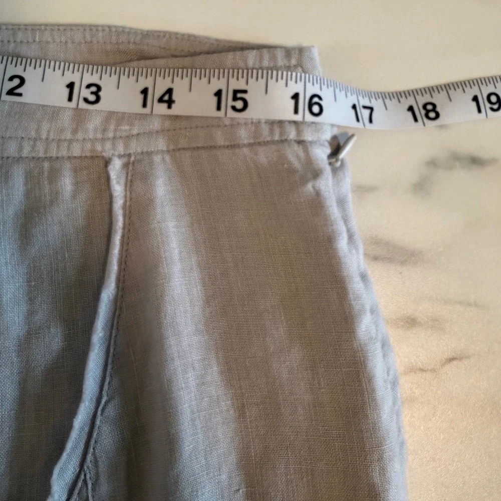 Peruvian Connection 100% Linen A Line Midi‎ Skirt Light Gray Size 10